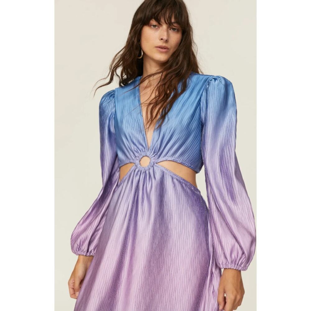 SIMKHAI Jaelynn Ombre Purple Ombre Satin Dress - Picture 2 of 11